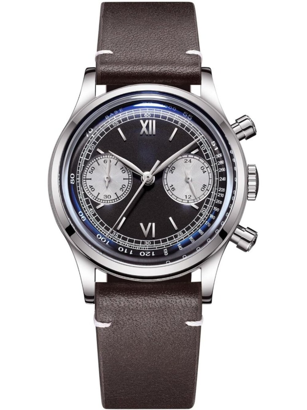Stylish Waterproof Men's Chronograph Watch with Leather Band & Sweep Seconds